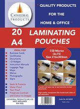 Load image into Gallery viewer, Laminating Pouch A4 150Micron Pk20