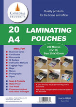 Load image into Gallery viewer, Laminating Pouch A4 250Micron Pk20