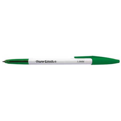 Paper Mate Ballpoint Stick 1.0mm Pen Green PK50