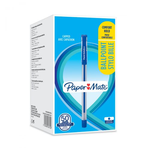 Paper Mate Ballpoint Grip 0.7mm Pen Blue PK50
