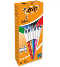 Load image into Gallery viewer, BIC 4 Colour Shine Assorted Body 1.0mm Point 0.4mm Nib PK12