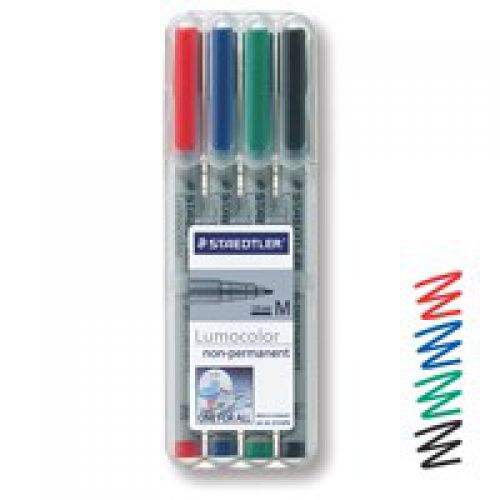 Staedtler Lumocolor OHP Pen Non-perm Med 0.8 Assorted PK4