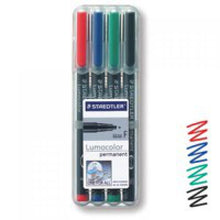 Load image into Gallery viewer, Staedtler Lumocolor OHP Pen Perm Fine 0.6mm Assorted PK4