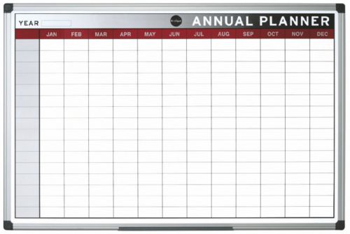 Bi-Office Annual Planner Aluminium frame 900x600 mm