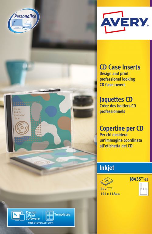 Avery CD Case Insert Inkjet J8435-25 (25 Labels)