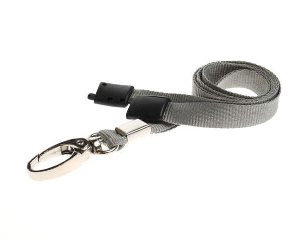 10mm Plain Grey Lanyards with Metal Lobster Clip (Pack of 100)