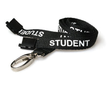 Load image into Gallery viewer, 15mm Black Student Lanyards With Metal Lobster Clip (Pack of 100)