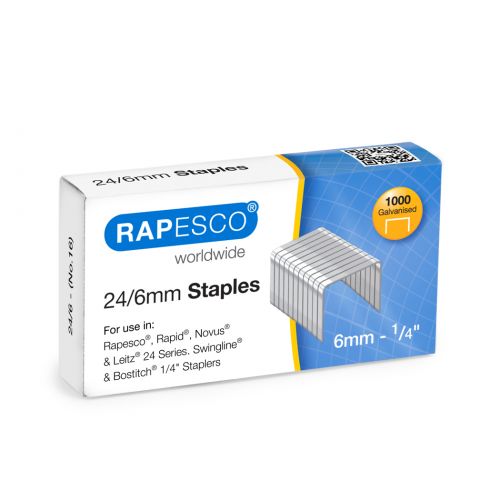 Rapesco 24/6mm Galvanised Staples Box of 1000
