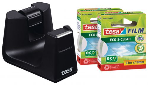 tesafilm Recycled Desk Dispenser & 2 rolls 19mm x 33M 53905